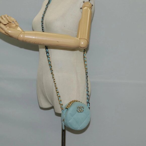 CHANEL Chain Shoulder Bag Denim Blue Gold CC Auth 118918M - Picture 3 of 16